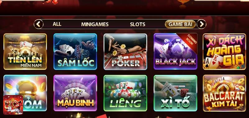 Các thể loại game đánh bài có trên Zowin