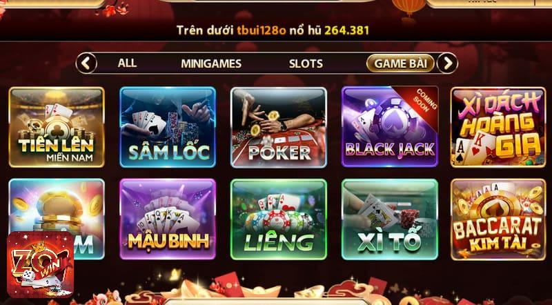 Giới thiệu về sảnh game bài trên ZoWin